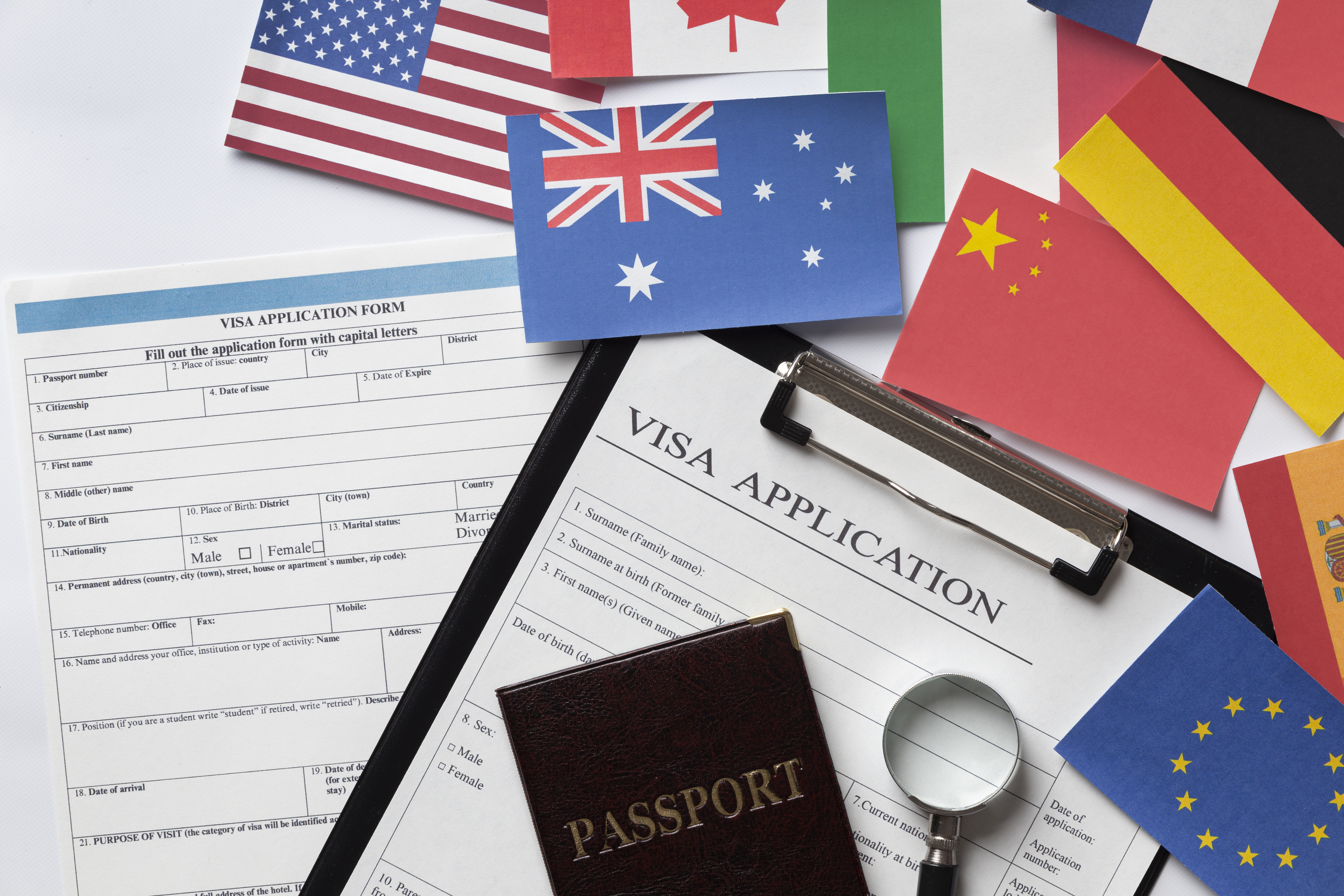 Passport and flag